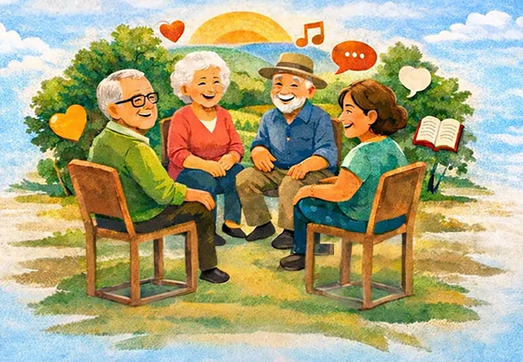 Grupo de idosos conversando